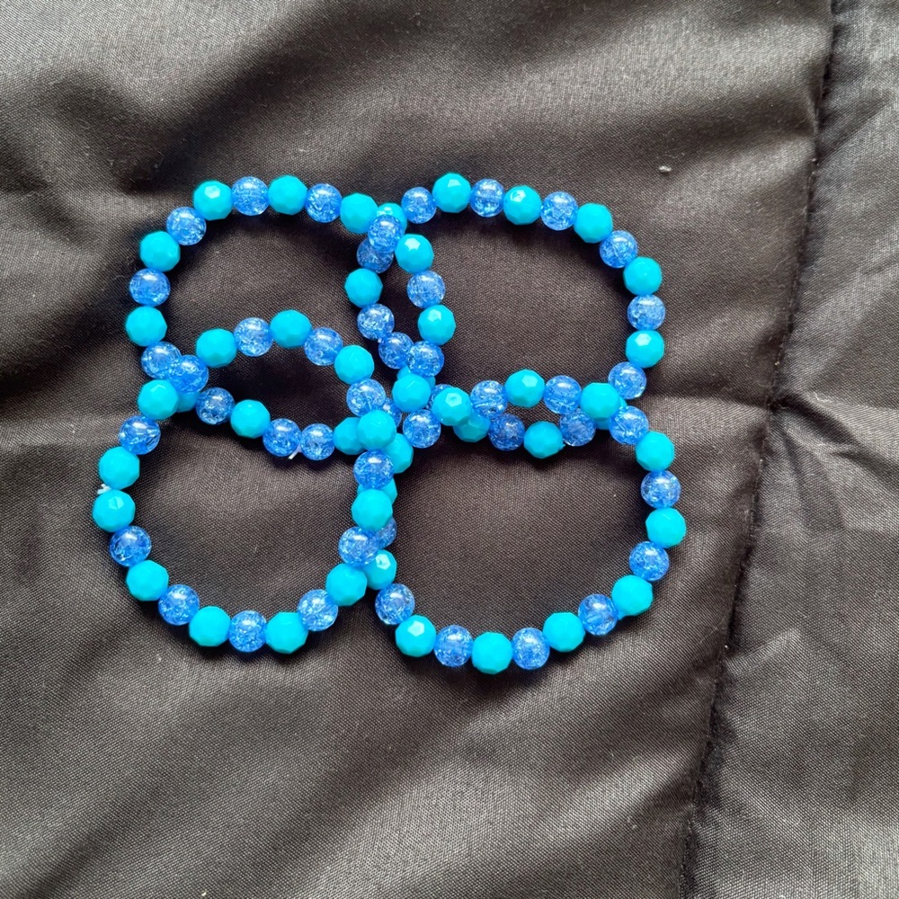 Blue Beaded Bracelets Set